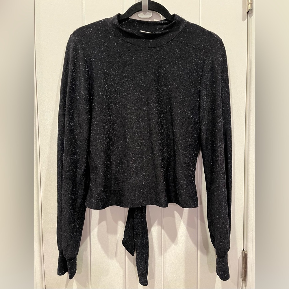Lush Women’s Black Sparkle Long Sleeve Top Size XL